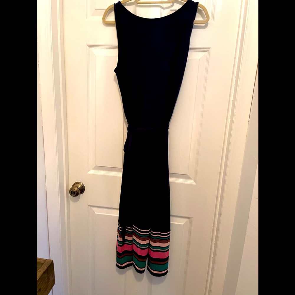 New - JJill -Navy Blue- pink/green-beige stripes